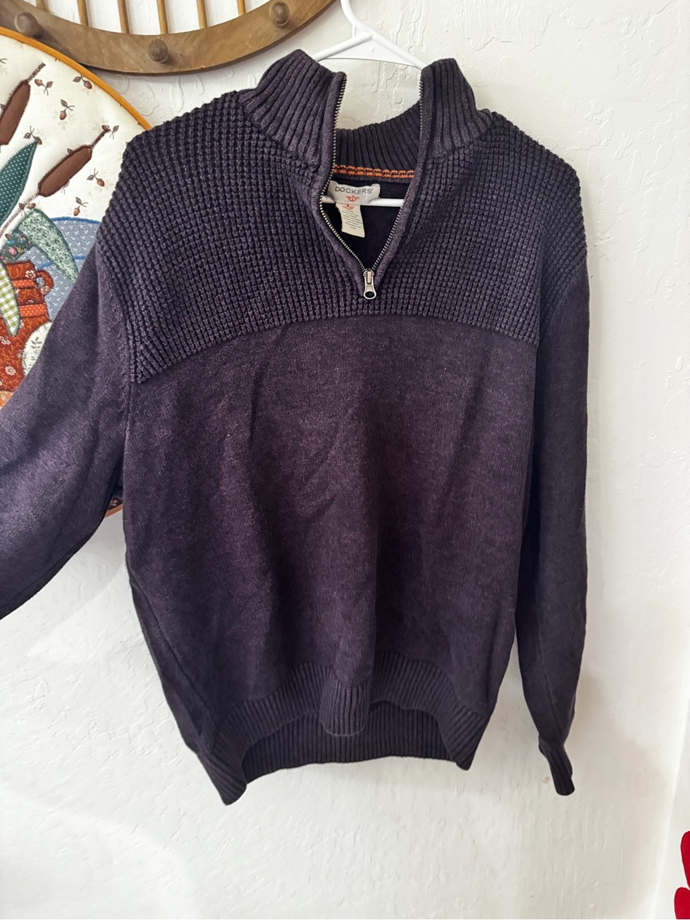 Dockers men’s rib sweater pullover Henley size large 100% cotton purple - Picture 4 of 6